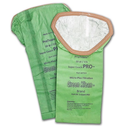 Green Klean Pro Teamsuper Coach Pro 10 Qt Replacement Vacuum Bags, 10Pk GK-s-Coach Pro